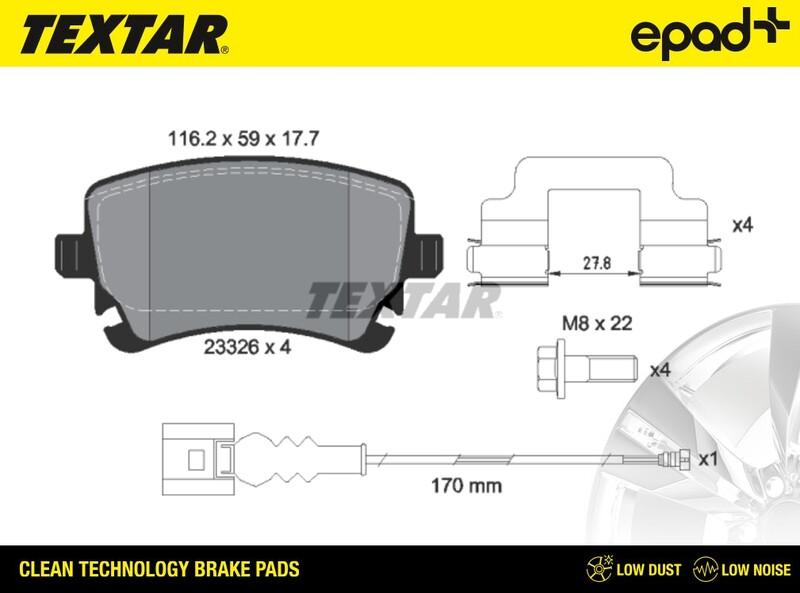 Textar 2332602CP - Brake Pad Set, disc brake autospares.lv