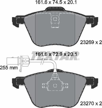 Textar 2326903 - Brake Pad Set, disc brake autospares.lv