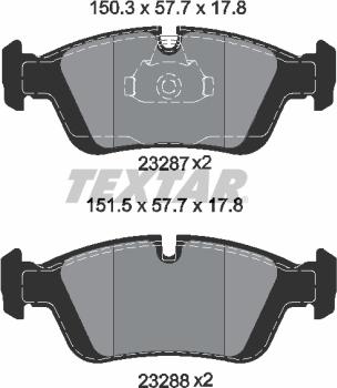 Textar 2328702 - Brake Pad Set, disc brake autospares.lv