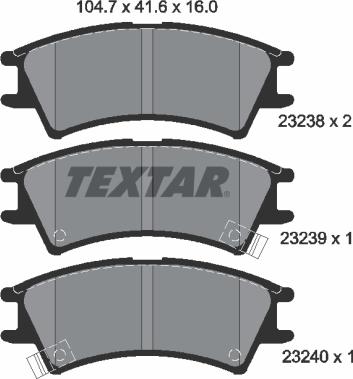 Textar 2323802 - Brake Pad Set, disc brake autospares.lv