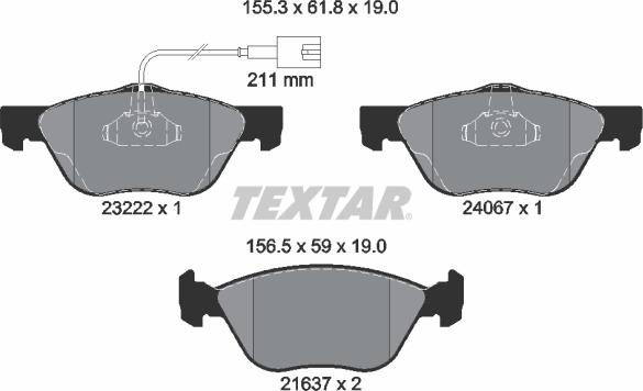 Textar 2322201 - Brake Pad Set, disc brake autospares.lv