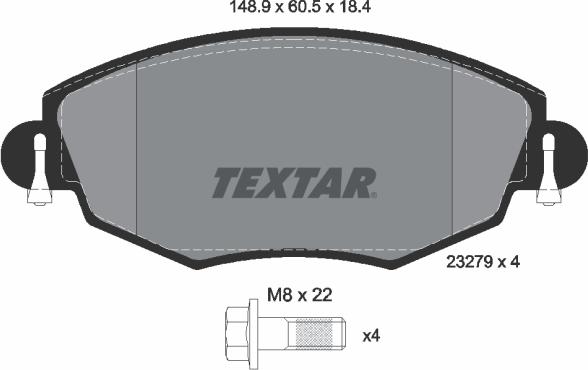 Textar 2327904 - Brake Pad Set, disc brake autospares.lv