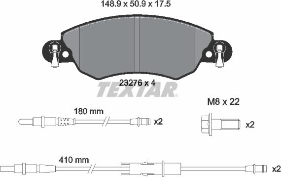 Textar 89014500 - Brake Set, disc brakes autospares.lv