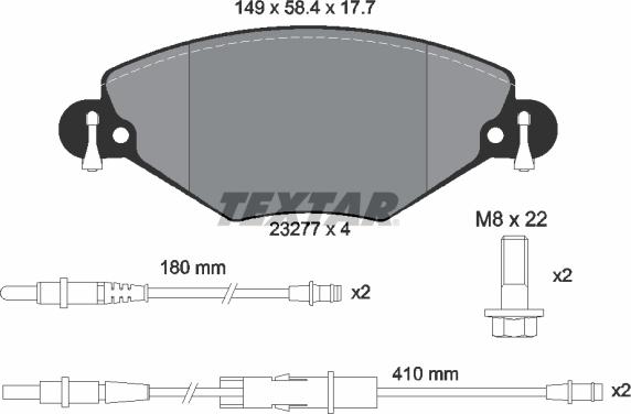 Textar 2327701 - Brake Pad Set, disc brake autospares.lv