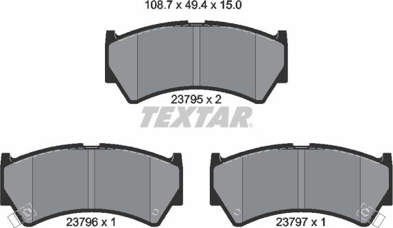 Textar 2379501 - Brake Pad Set, disc brake autospares.lv