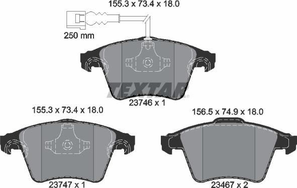 Textar 2374601 - Brake Pad Set, disc brake autospares.lv