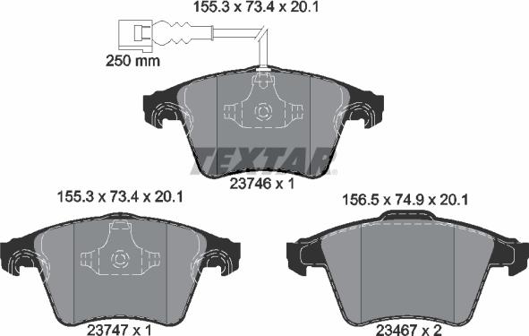 Textar 2374602 - Brake Pad Set, disc brake autospares.lv