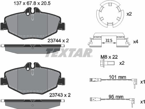 Textar 2374381 - Brake Pad Set, disc brake autospares.lv