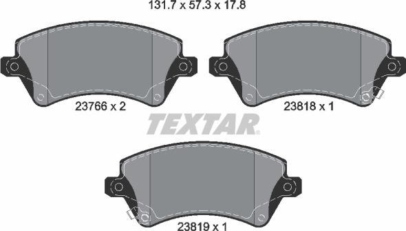 Textar 2376601 - Brake Pad Set, disc brake autospares.lv