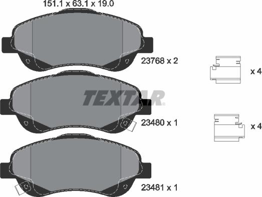 Textar 2376802 - Brake Pad Set, disc brake autospares.lv