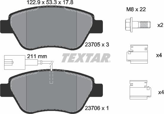 Textar 2370502 - Brake Pad Set, disc brake autospares.lv