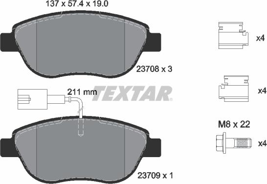 Textar 89016300 - Brake Set, disc brakes autospares.lv