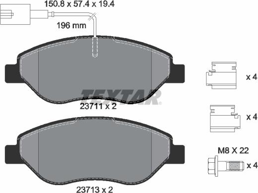 Textar 2371104 - Brake Pad Set, disc brake autospares.lv