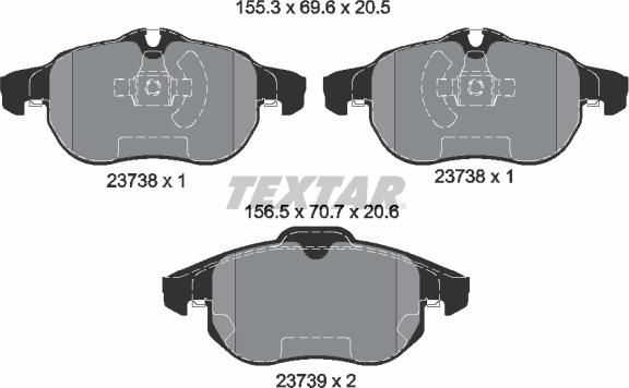 Textar 2373807 - Brake Pad Set, disc brake autospares.lv