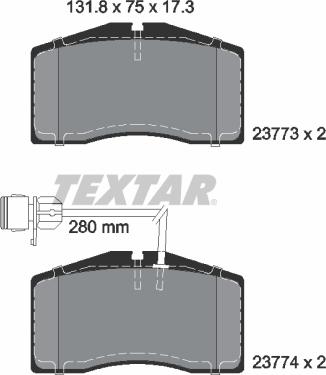 Textar 2377301 - Brake Pad Set, disc brake autospares.lv