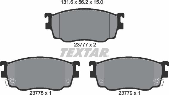 Textar 2377701 - Brake Pad Set, disc brake autospares.lv