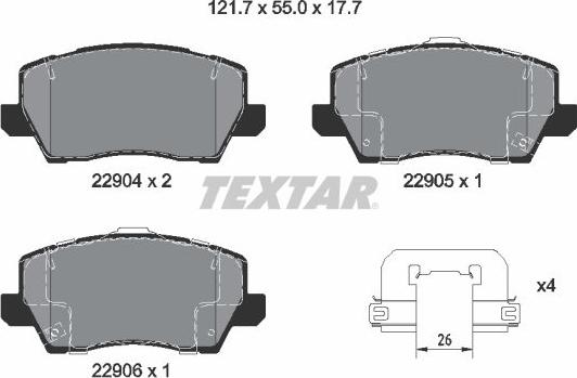 Textar 2290401 - Brake Pad Set, disc brake autospares.lv