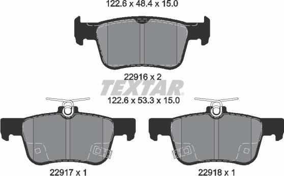 Textar 2291601 - Brake Pad Set, disc brake autospares.lv