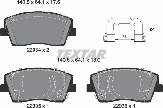 Textar 2293401 - Brake Pad Set, disc brake autospares.lv