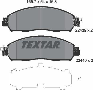 Textar 2243901 - Brake Pad Set, disc brake autospares.lv