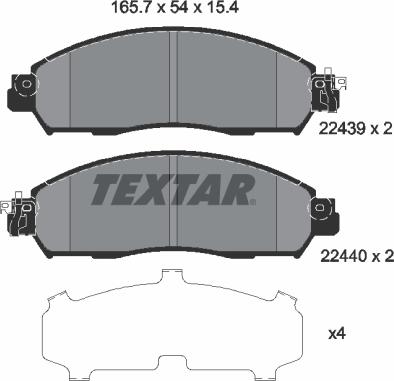 Textar 2243903 - Brake Pad Set, disc brake autospares.lv