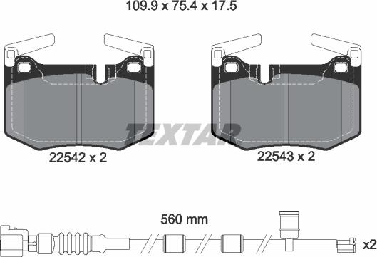 Textar 2254201 - Brake Pad Set, disc brake autospares.lv