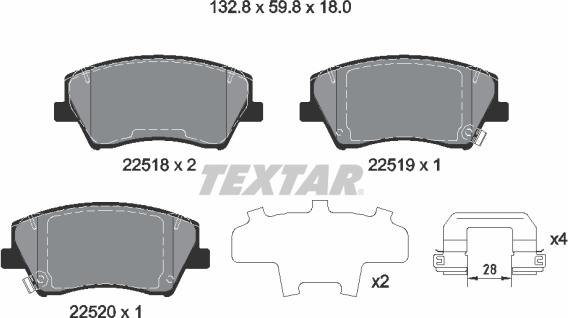 Textar 2251801 - Brake Pad Set, disc brake autospares.lv