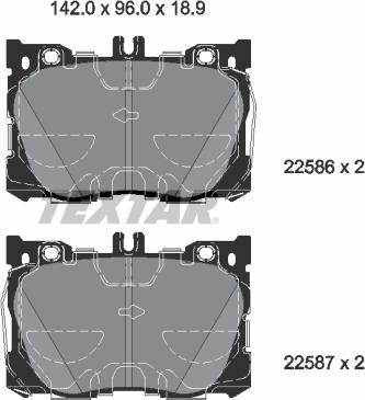 Textar 2258601 - Brake Pad Set, disc brake autospares.lv