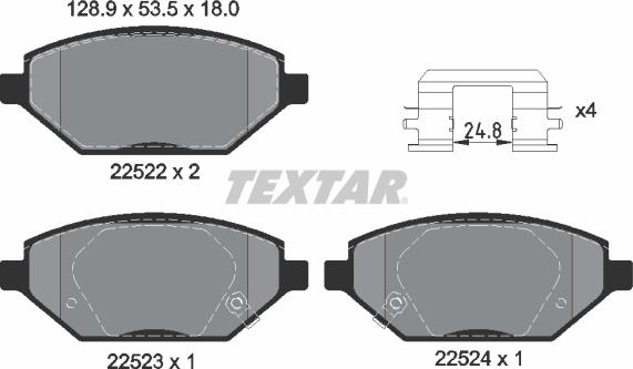 Textar 2252201 - Brake Pad Set, disc brake autospares.lv