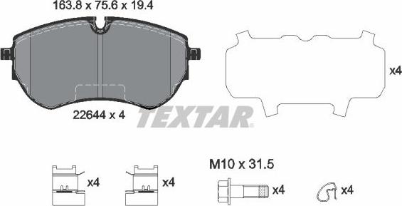 Textar 2264401 - Brake Pad Set, disc brake autospares.lv