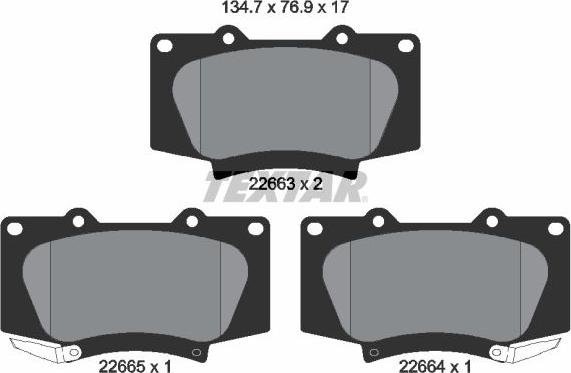 Textar 2266301 - Brake Pad Set, disc brake autospares.lv