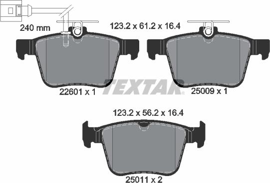 Textar 2260101 - Brake Pad Set, disc brake autospares.lv