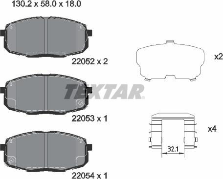 Textar 2205201 - Brake Pad Set, disc brake autospares.lv