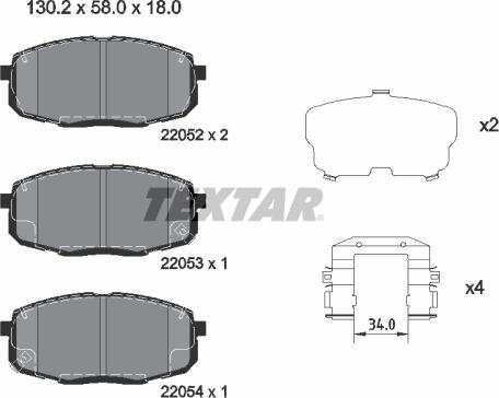 Textar 2205203 - Brake Pad Set, disc brake autospares.lv