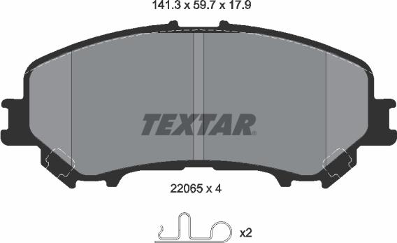 Textar 2206501 - Brake Pad Set, disc brake autospares.lv