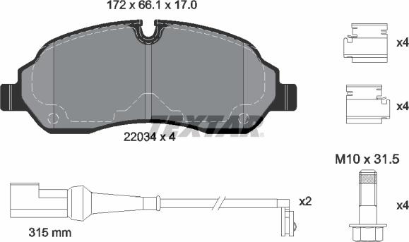 Textar 2203401 - Brake Pad Set, disc brake autospares.lv