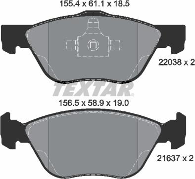 Textar 2203801 - Brake Pad Set, disc brake autospares.lv