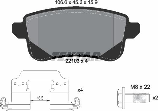 Textar 2210301 - Brake Pad Set, disc brake autospares.lv