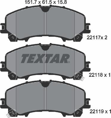 Textar 2211701 - Brake Pad Set, disc brake autospares.lv