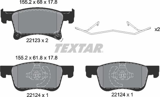 Textar 2212301 - Brake Pad Set, disc brake autospares.lv