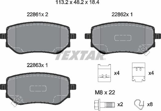 Textar 2286101 - Brake Pad Set, disc brake autospares.lv