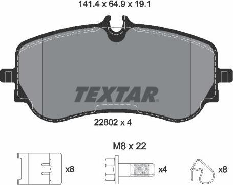 Textar 2280201 - Brake Pad Set, disc brake autospares.lv