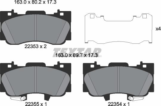 Textar 2235301 - Brake Pad Set, disc brake autospares.lv