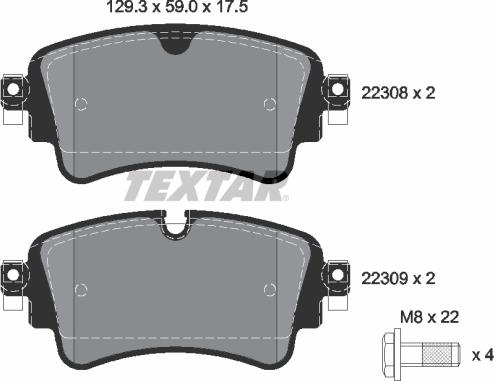 Textar 2230801 - Brake Pad Set, disc brake autospares.lv