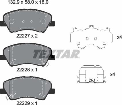 Textar 2222701 - Brake Pad Set, disc brake autospares.lv