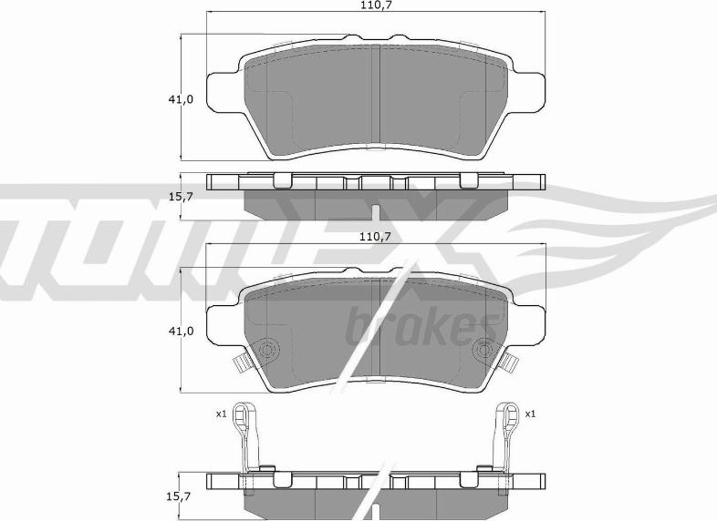 TOMEX brakes TX 19-57 - Brake Pad Set, disc brake autospares.lv