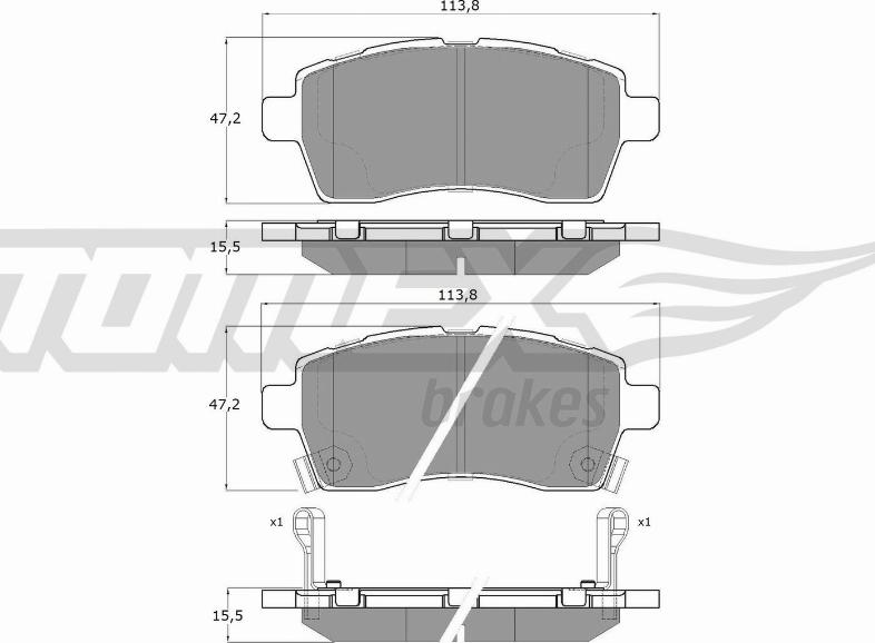 TOMEX brakes TX 19-69 - Brake Pad Set, disc brake autospares.lv