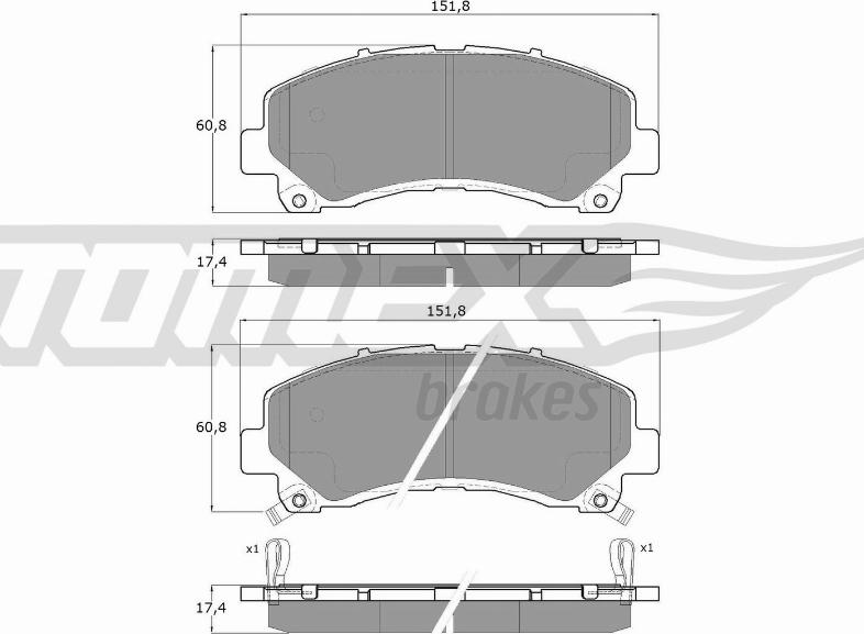 TOMEX brakes TX 19-00 - Brake Pad Set, disc brake autospares.lv