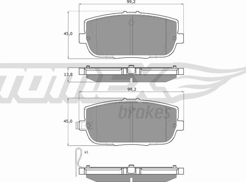 TOMEX brakes TX 19-03 - Brake Pad Set, disc brake autospares.lv