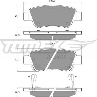 TOMEX brakes TX 19-07 - Brake Pad Set, disc brake autospares.lv